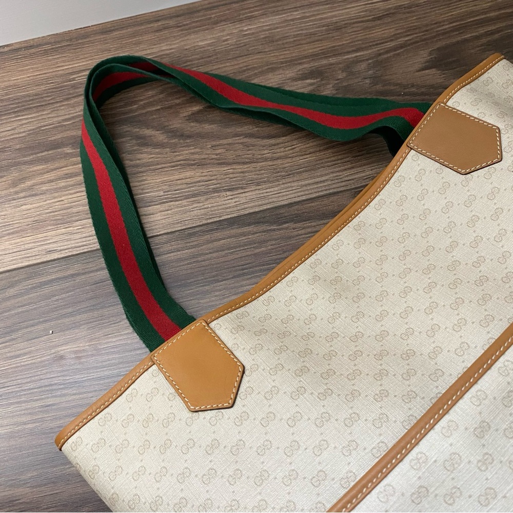 VINTAGE Gucci Micro GG Monogram Cream Tote - Picture 8 of 14